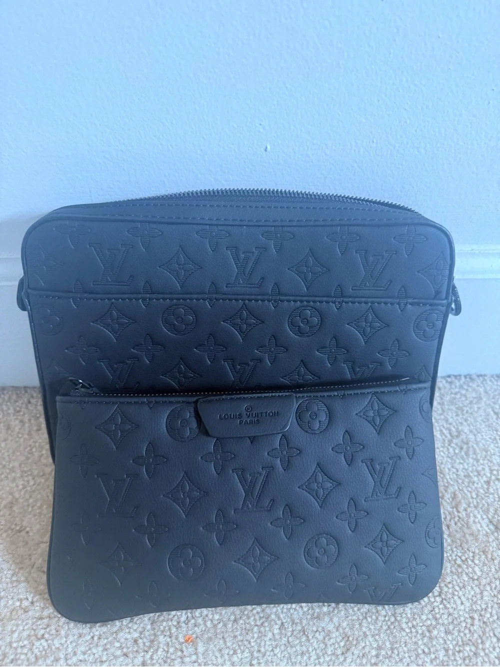 Louis Vuitton Black Embossed Monogram Messenger Bag